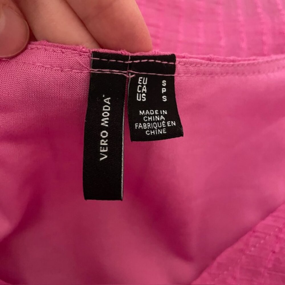 NWOT Vero Moda Pink V-Neck Frill Ruffle Long Sleeve Blouse Top Size Small - Picture 9 of 14